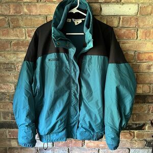 Vintage Columbia Bugaboo Jacket Women L Blue Black Colorblock 90s 2-In-1